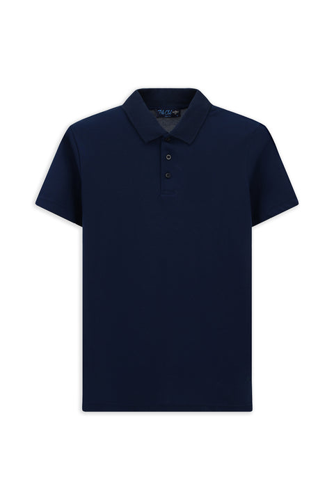 Medium Navy Slim Fit Embroidered Cotton Polo Shirt