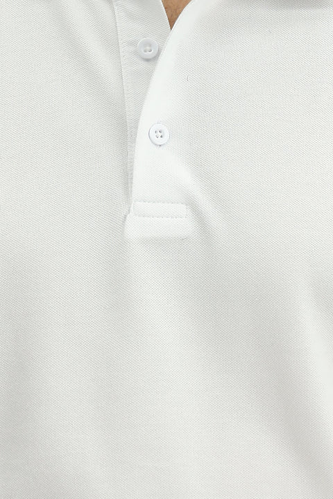 Beyaz Slim Fit Dar Kesim Nakışlı Pamuklu Polo Yaka Tişört