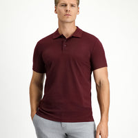 Dark Burgundy Slim Fit Embroidered Cotton Polo Shirt