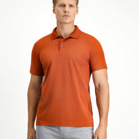 Kiremit Slim Fit Dar Kesim Nakışlı Pamuklu Polo Yaka Tişört