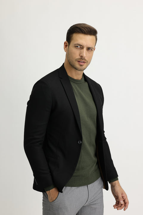 Black 7 Drop Super Slim Fit Extra Narrow Cut Sport Jacket