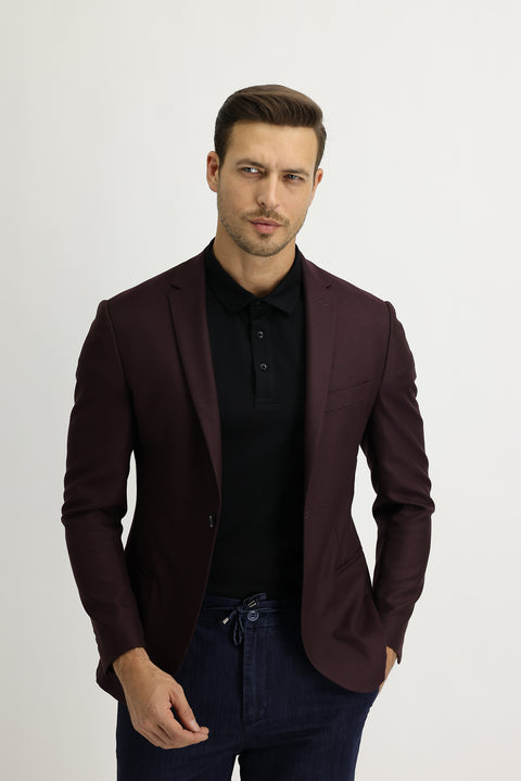Dark Burgundy 7 Drop Super Slim Fit Extra Narrow Cut Sport Jacket
