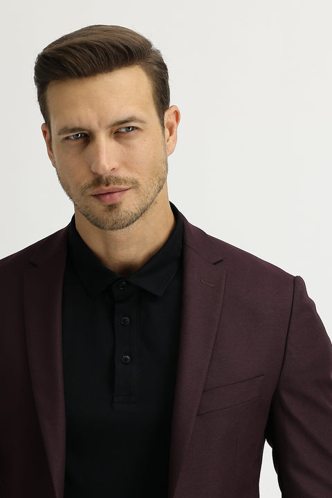Dark Burgundy 7 Drop Super Slim Fit Extra Narrow Cut Sport Jacket