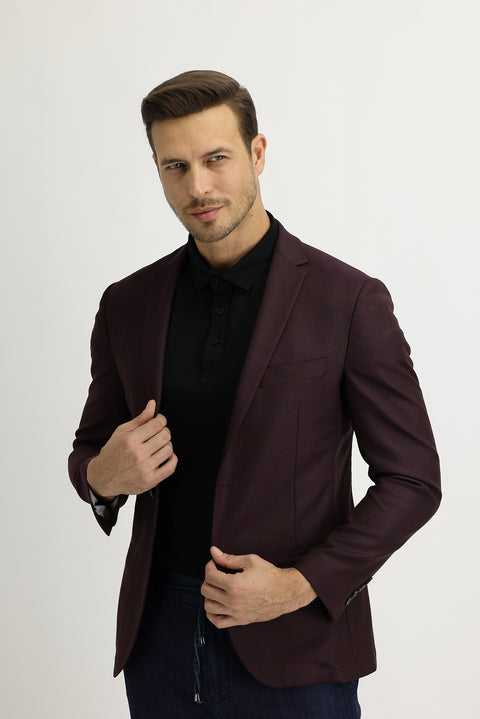 Dark Burgundy 7 Drop Super Slim Fit Extra Narrow Cut Sport Jacket