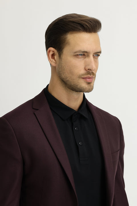Dark Burgundy 7 Drop Super Slim Fit Extra Narrow Cut Sport Jacket